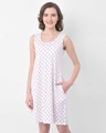 Shop Polka Print Sleep Dress In White   Cotton Rich-Front