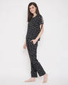 Shop Polka Print Top & Pyjama Set In Black   Crepe-Design