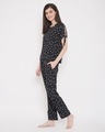 Shop Polka Print Top & Pyjama Set In Black   Crepe