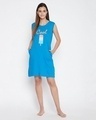 Shop Popsicle And Text Print Short Night Dress In Blue   Pure Cotton