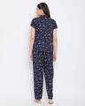 Shop Pretty Florals Button Me Up Shirt & Pyjama In Navy   Crepe-Back