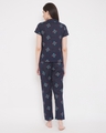 Shop Pretty Florals Button Me Up Shirt & Pyjama In Navy  100% Cotton-Full