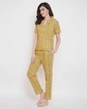 Shop Pretty Florals Button Me Up Shirt & Pyjama In Yellow  100% Cotton-Design