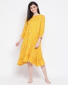 Shop Pretty Florals Mid Length Night Dress In Yellow   Cotton Rich-Front