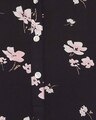 Shop Pretty Florals Mid Length Night Dress With Side Slits In Black   Rayon-Full