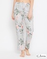 Shop Pretty Florals Pyjama In Grey   Rayon-Front