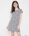 Shop Pretty Florals Short Night Dress In Grey-Front