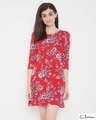 Shop Pretty Florals Short Night Dress In Red-Front