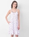 Shop Pretty Florals Sleep Dress In White  Cotton Rich-Front