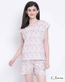 Shop Pretty Florals Top & Shorts Set In Lilac-Front