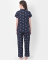 Shop Print Me Pretty Button Me Up Shirt & Pyjama In Navy  Crepe-Full
