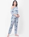 Shop Print Me Pretty Top & Pyjama In Blue  Satin-Full