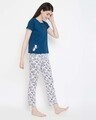 Shop Print Me Pretty Top & Pyjama Set In Blue & White  100% Cotton-Design