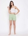 Shop Printed Boxer Shorts In Sage Green   Crepe-Full