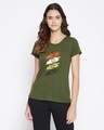 Shop Printed Sleep T Shirt In Olive Green  Cotton-Front