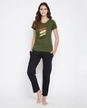 Shop Printed Sleep T Shirt In Olive Green  Cotton