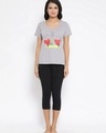 Shop Printed Top In Light Grey   Cotton Rich-Front