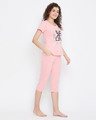 Shop Quirky Text Top & Capri Set In Baby Pink 100% Cotton-Design
