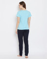 Shop Quirky Text Top & Pyjama Set In Blue   Cotton Rich-Design