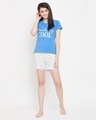 Shop Quirky Text Top And Shorts Set In Blue And White  Cotton Rich