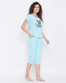 Shop Quirky Text Top & Capri Set In Light Blue  100% Cotton-Design