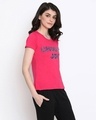Shop Quirky Text Top In Dark Pink   Cotton-Full