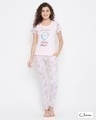 Shop Quirky Top & Pyjama Set In Baby Pink   100% Cotton-Front