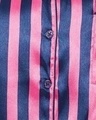 Shop Sassy Stripes Buttun Me Up Shirt And Shorts Set In Pink   Satin-Full