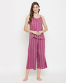 Shop Sassy Stripes Cami Top & Culottes In Dark Pink   Crepe-Front