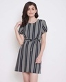 Shop Sassy Stripes Short Night Dress In Black   Rayon-Front