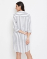 Shop Sassy Stripes Short Night Dress In White   Rayon-Full