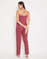 Shop Sassy Stripes Top, Pyjama & Robe Set In Maroon-Design