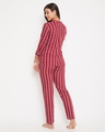 Shop Sassy Stripes Top, Pyjama & Robe Set In Maroon-Full