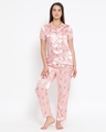 Shop Satin Printed Button Down Shirt & Pyjama-Front