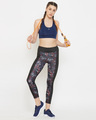 Shop Snug Fit Active Ankle Length Printed Tights In Black-Full