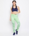 Shop Snug Fit Active Ankle Length Printed Tights In Mint Green
