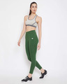 Shop Women's Snug Fit Active Ankle Length Tights In Green   Cotton Rich