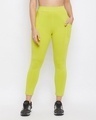 Shop Snug Fit Active Ankle Length Tights In Lime Green-Front
