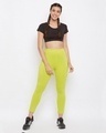 Shop Snug Fit Active Ankle Length Tights In Lime Green-Full