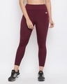 Shop Snug Fit Active Ankle Length Tights In Maroon-Front