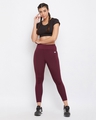 Shop Snug Fit Active Ankle Length Tights In Maroon-Full