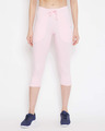 Shop Women's Snug Fit Active Capri In Baby Pink   Cotton Rich-Front