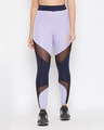 Shop Women's Snug Fit Active Colourblock Ankle Length Tights In Lavender-Front