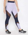 Shop Women's Snug Fit Active Colourblock Ankle Length Tights In Lavender-Design