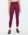 Shop Snug Fit Active High Waist Ankle Length Tights In Burgundy-Front
