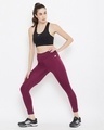 Shop Snug Fit Active High Waist Ankle Length Tights In Burgundy-Full
