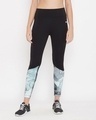 Shop Snug Fit Active Marble Print Ankle Length Tights In Black-Front