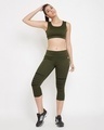 Shop Snug Fit Active Ripped Capri In Olive Green-Full