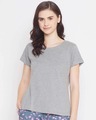 Shop Solid Sleep T-Shirt in Light Grey - Cotton Rich-Front