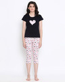Shop Sweet Heart Top & Pyjama In Navy & Pink-Front